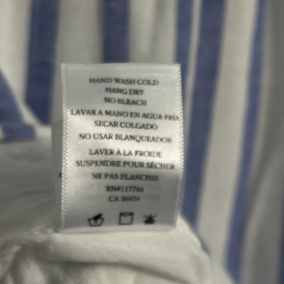 Rails Charlotte Linen Dress Grenadines Stripe Blue & White Tie Front XS Revolve - Picture 13 of 16